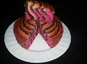 Una foto de Bizcocho cebra rosa