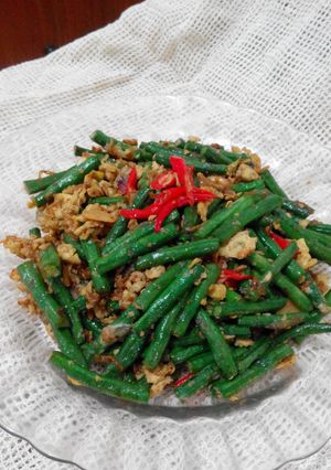 Foto resep Tumis kacang panjang dengan orak arik telur