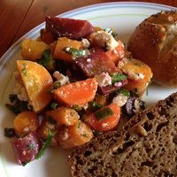 A picture of Carrot Salad with Toasted Spices and Goat Feta.