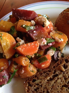 A picture of Carrot Salad with Toasted Spices and Goat Feta.