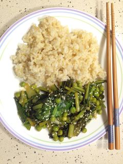 A picture of Asian Spring Greens with Peas.