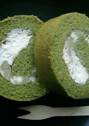 Una foto de Roll Cake de té Matcha