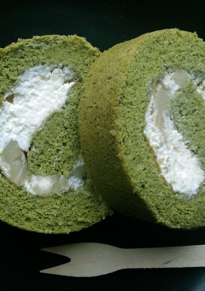 Una foto de Roll Cake de té Matcha