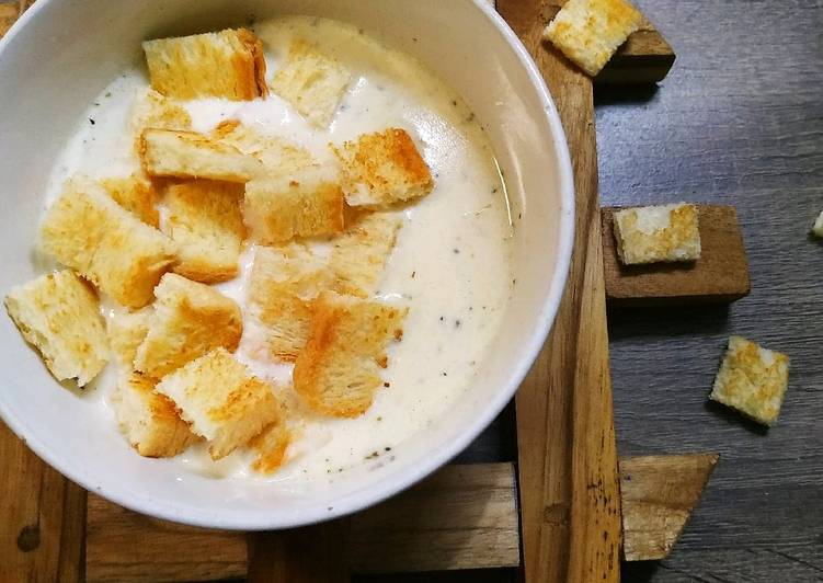 Sup krim jagung (Corn cream soup)