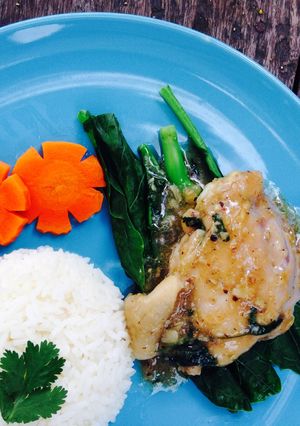 รูปของ ข้าวไก่อบยอดผัก