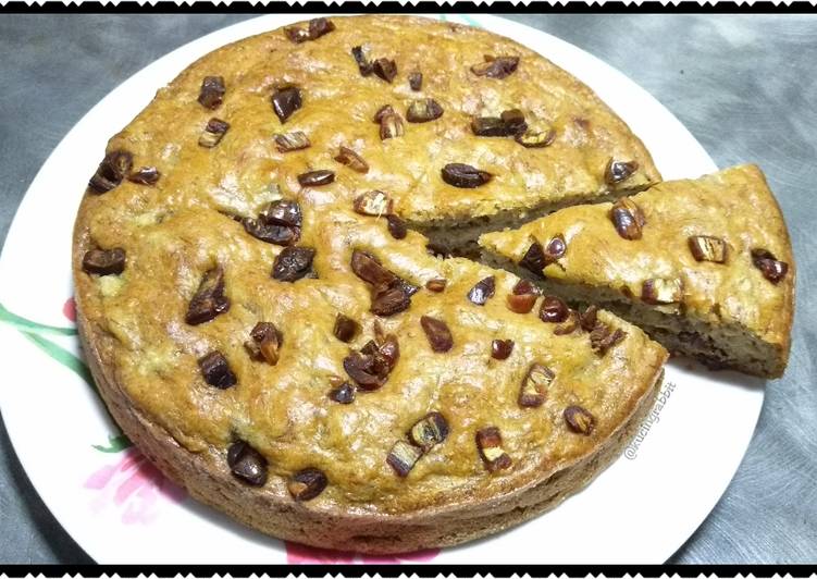 Eggless Banana Dates Cake No Mixer