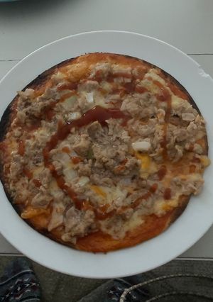 Una foto de Pizza en tortilla de trigo