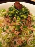 Okra and Natto Soba with Grated Daikon (served cold)