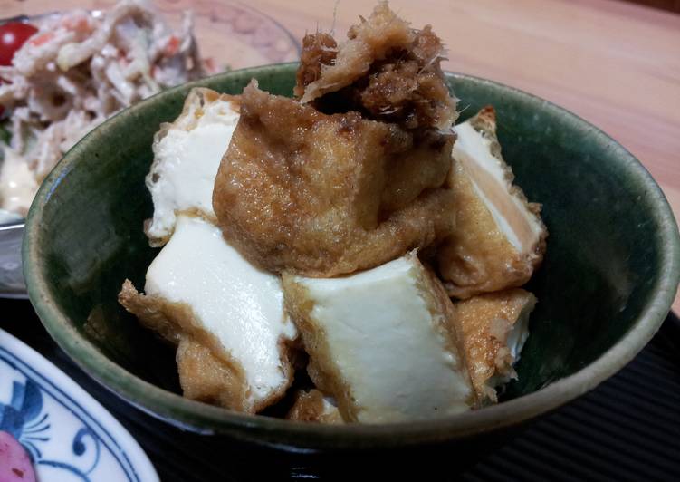Recipe of Perfect Toasted Atsu-Age (deep fried tofu) with Ginger Shoyu
