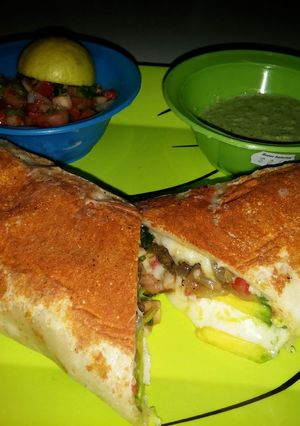 A picture of Mixed Skirt Steak and Chicken Burrito.