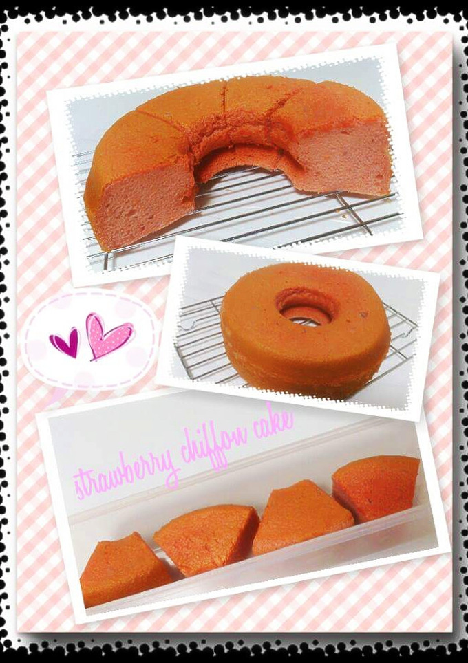 Foto resep strawberry chiffon cake 17cm