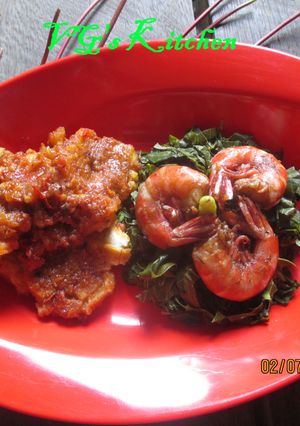 A picture of PRAWNS WITH BANANA SAMBAL (Udang Sambal Pisang).