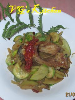 A picture of SAUTÉED WILD CUCUMBER (Sayur Lepang).