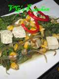 Spinach, Corn and Tofu Sauté (TUMIS BAYAM JAGUNG TAHU)