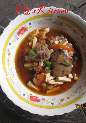 A picture of Spicy Marinated Chicken Liver and Gizzards (ATI AMPELA BUMBU PEDAS).