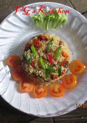 A picture of Salted Fish Fried Rice (NASI GORENG IKAN ASIN).