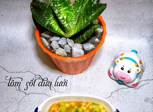 Hình của món Tôm sốt dưa lưới cho bé.
