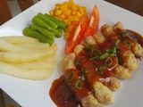 Crispy beef with brown sauce