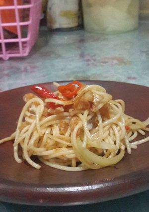 Foto resep Spaghetti Aglio Olio Ayam Pedas