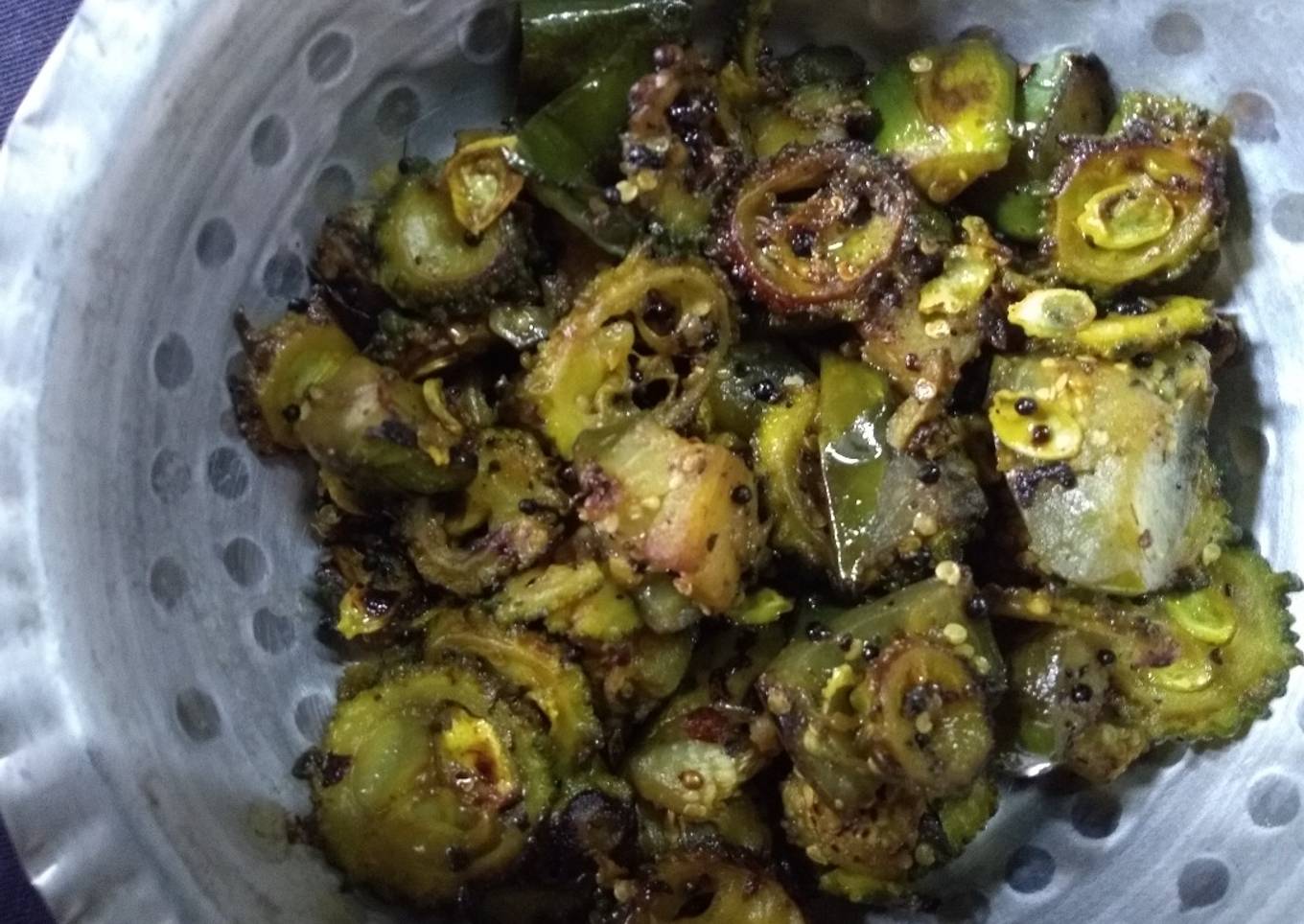 Bitter gourd brinjal fry
