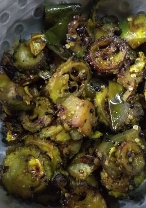 A picture of Bitter gourd brinjal fry.