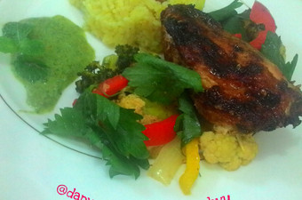 Langkah Mudah untuk Menyiapkan Chicken Tandoori with Lemon Rice n Mint Chutney yang Enak