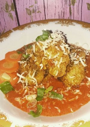 Foto resep Crunchy Cheesy Spaghetti with Bolognese Sauce