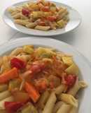 Pasta endiablada con verduras 