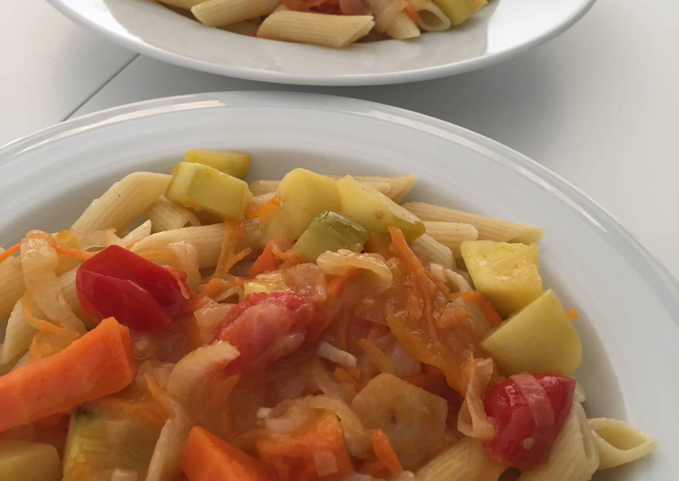 Pasta endiablada con verduras 