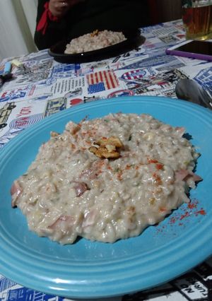 Una foto de Risotto 4 quesos y panceta