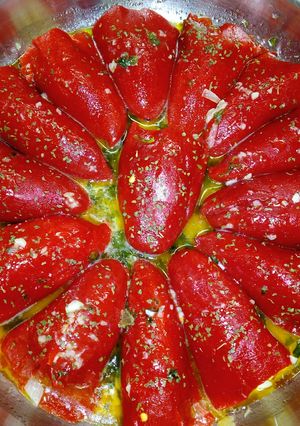 Una foto de Pimientos del piquillo rellenos de merluza