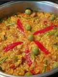 Arroz amarillo con taquitos de cerdo y pollo!!