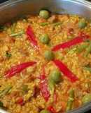 Arroz amarillo con taquitos de cerdo y pollo!!