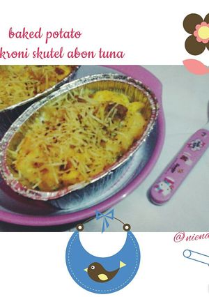 Foto resep baked potato with makaroni skutel abon tuna