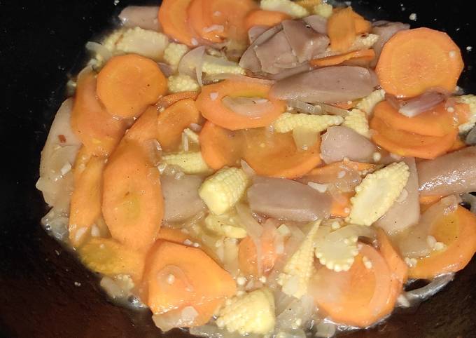 Resep Tumis anak jagung, wortel dan sosis