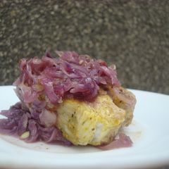 A picture of Baked Fish on Lemony Cabbage.