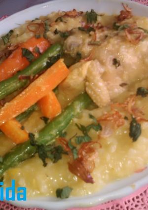 Foto resep Bubur Kuning Ayam dan Sayuran