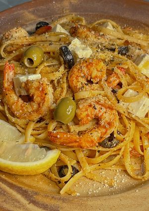 A picture of Shrimp linguine.