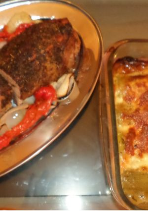 Una foto de Peceto a las especias con puerros gratinados