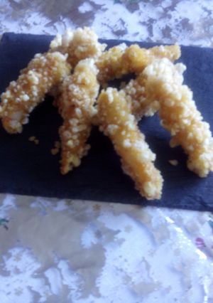 Una foto de Gambas con crujiente de torrezno de soria