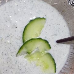 A picture of Yogart, cucumber and mint raita.