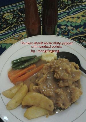 Foto resep Chicken steak saus white pepper with mashed potato