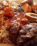 Arroz con estofado de osobuco
