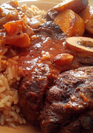 Una foto de Arroz con estofado de osobuco