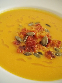 Una foto de Crema de calabaza y zanahoria