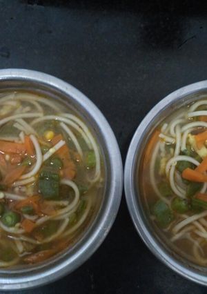 A picture of Veg noodle soup.