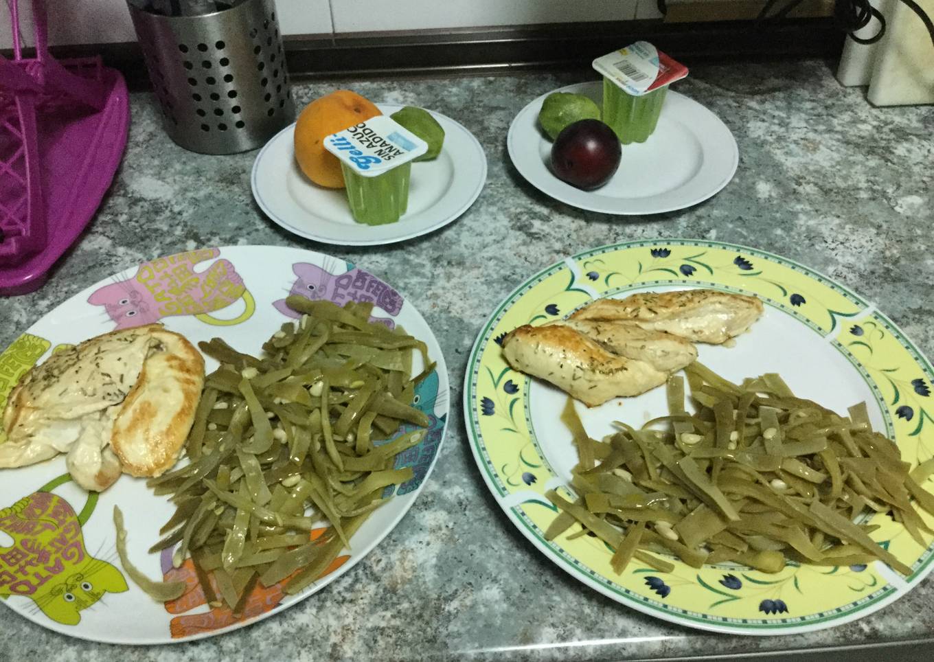 Filete de pollo a la plancha con judías verdes