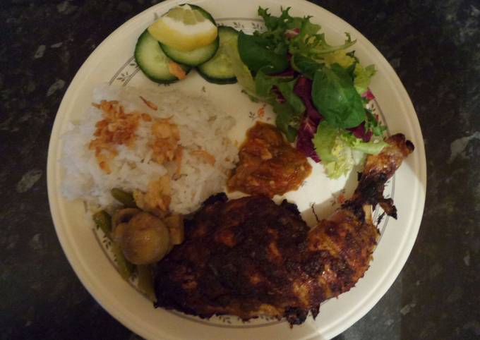 Ayam bakar bumbu green thai curry campur kecap lengkap dgn sambal top