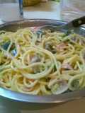 Spaguetti a la carbonara con champignons
