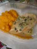 Pollo al verdeo light, con puré de calabaza 